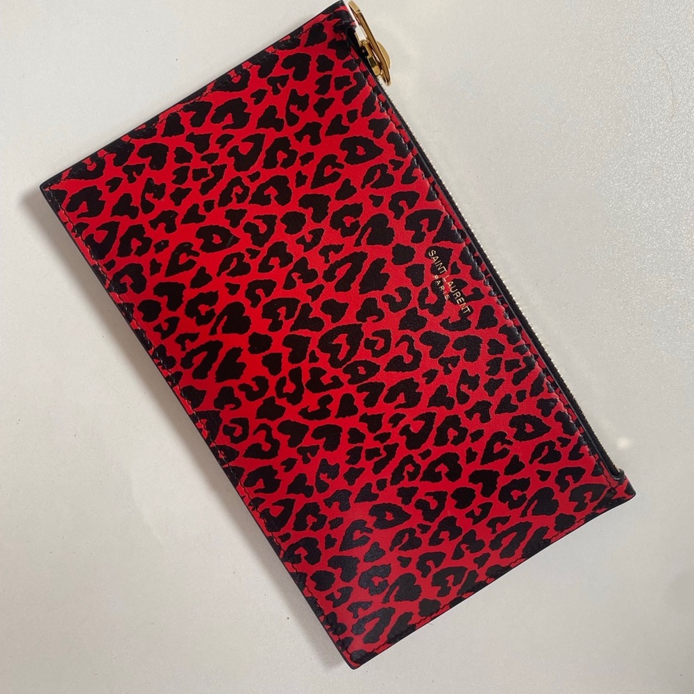 Saint Laurent YSL Red Leopard Pouch